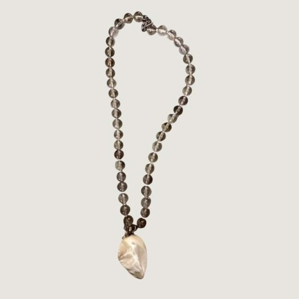 Kalan Necklace OS Smoky Quartz Mother of Pearl Sterling Silver 925 Beaded Gray